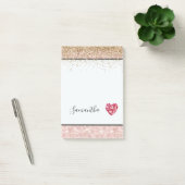 Post-it®  Blush Pink Glitter Red Rose Petals Heart (Bureau)