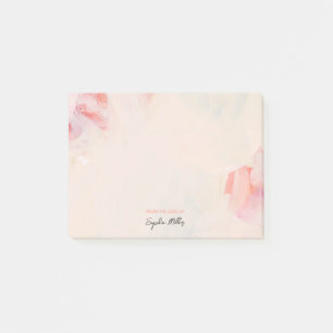 Post-it® Blush rose Floral Art Abstrait Nom personnalisé