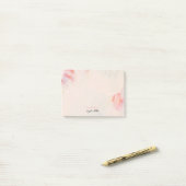 Post-it® Blush rose Floral Art Abstrait Nom personnalisé (Sur un bureau)