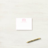 Post-it® Blush Rose Gingham Floral Couronne Monogramme (Sur un bureau)