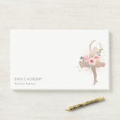 Post-it® Blush Rose Gold Floral Dance Academy Logo (Sur un bureau)