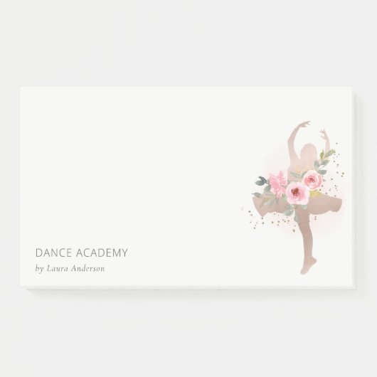 Post-it® Blush Rose Gold Floral Dance Academy Logo (Devant)