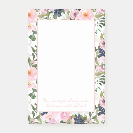 Post-it® Blush Rose Navy Bleu Floral Christian Bible Verset (Devant)