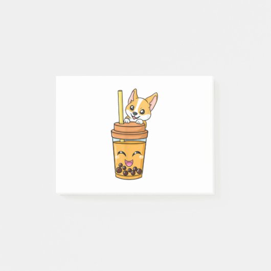 Post-it® Boba Tapioca Perles Bubble Lait Thé Boire Corgi (Devant)