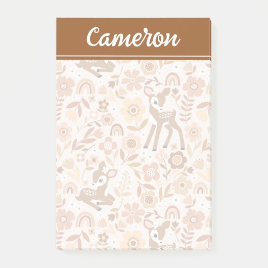 Post-it® Boeuf mignon cerf modèle floral (Devant)