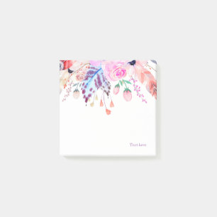 Post-it® bohème, boho, rose, floral, plume, tendance,
