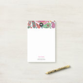 Post-it® Bohème rose & turquoise Floral Paisley (Sur un bureau)
