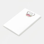 Post-it® Boho Antlers Aquarelle Florale avec votre nom (Incliné)