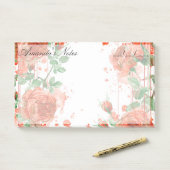 Post-it® Boho Aquarelle Roses rouges 10" x 6" (Sur un bureau)