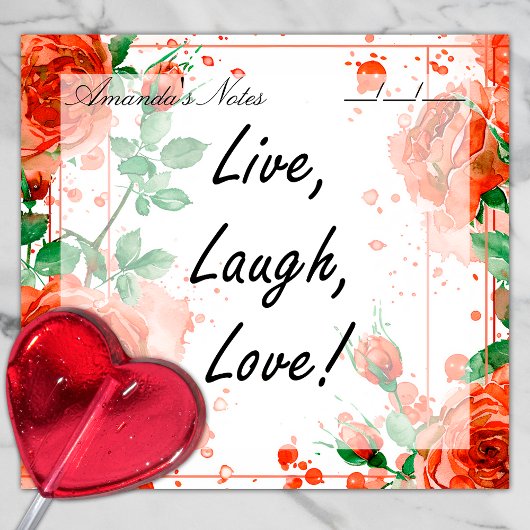 Post-it® Boho Aquarelle Roses rouges 3" x 3"