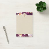 Post-it® Boho Bordeaux Marsala Floral Kraft Rustique Monogr (Bureau)