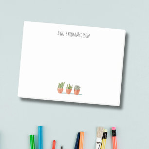 Post-it® Boho Cactus Aquarelle Monogramme Plante pointé