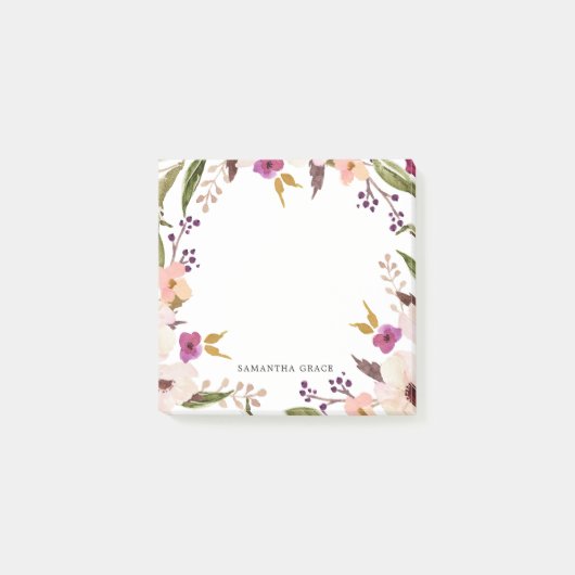 Post-it® Boho Chic Floral Wreath Personnalisé Post-it Notes (Devant)