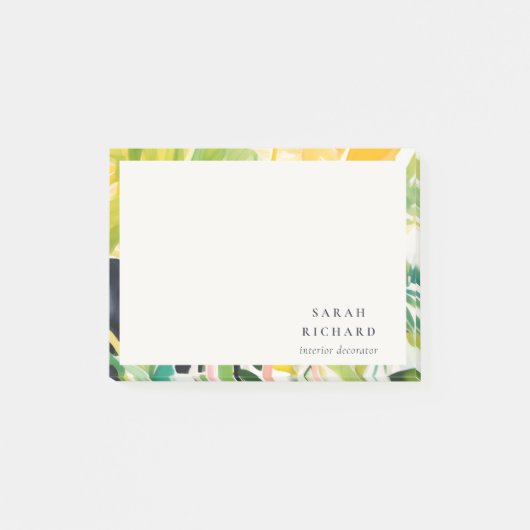 Post-it® Boho Chic Green Tropical Leafy Foliage Botanical (Devant)