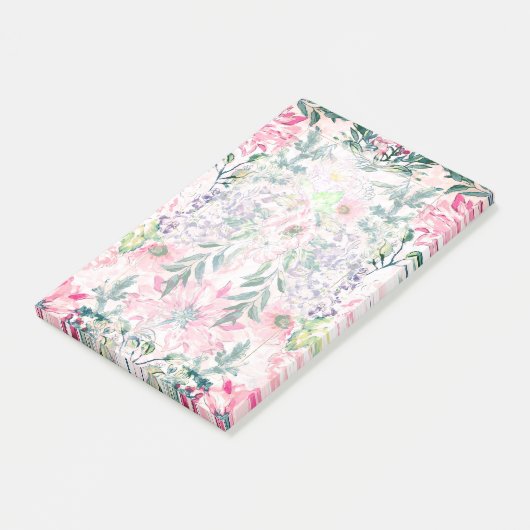 Post-it® Boho Chic rose Floral Aquarelle Botanique (Incliné)