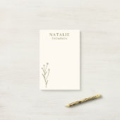 Post-it® Boho Chic Rustique Olive Green Personnalisé (Sur un bureau)