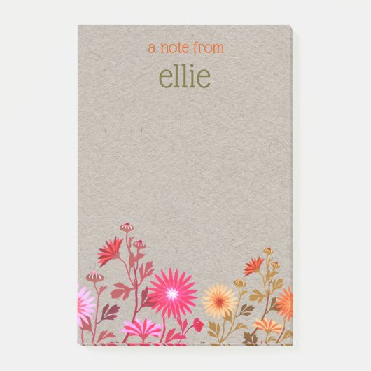 Post-it® Boho Country Floral Kraft Bloc-notes (Devant)