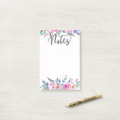 Post-it® Boho Floral, bureau, réunion, rose et violet (Sur un bureau)