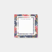 Post-it® Boho Floral Motif - bleu marine - Nom personnalisé (Devant)