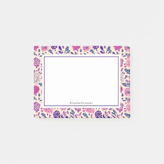 Post-it® Boho Ombre rose + Purple Motif Floral (Devant)