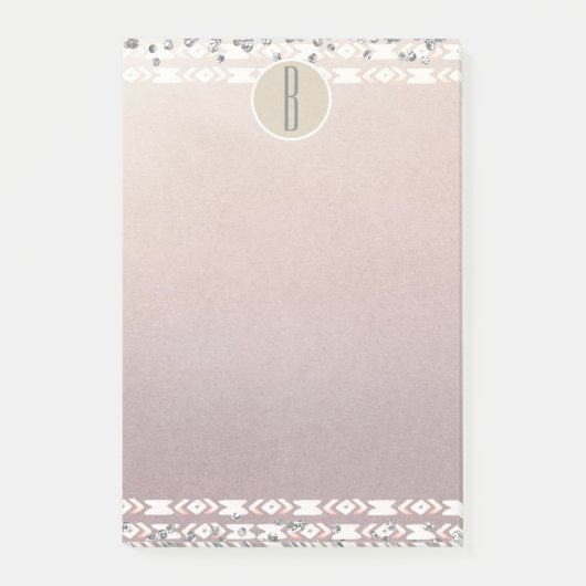 Post-it® Boho Perle Pailleté Glam Kraft Rustique Monogramme (Devant)