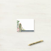 POST-IT® BOHO PINK FLORAL DESERT CACTI FOLICOULEUR D'EAU (Sur un bureau)