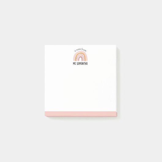 Post-it® Boho Rainbow Post It Notes (Crème Rose Cute) (Devant)