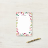Post-it® Boho rose & violet Fleurs sauvages Ajouter un nom (Sur un bureau)