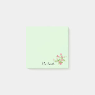Post-it® Boho rustique Bouquet floral de trèfle monogramme