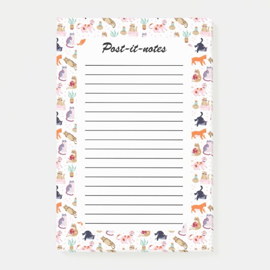 Post-it® Boho Summer Cute Cats Green Cactus (Devant)