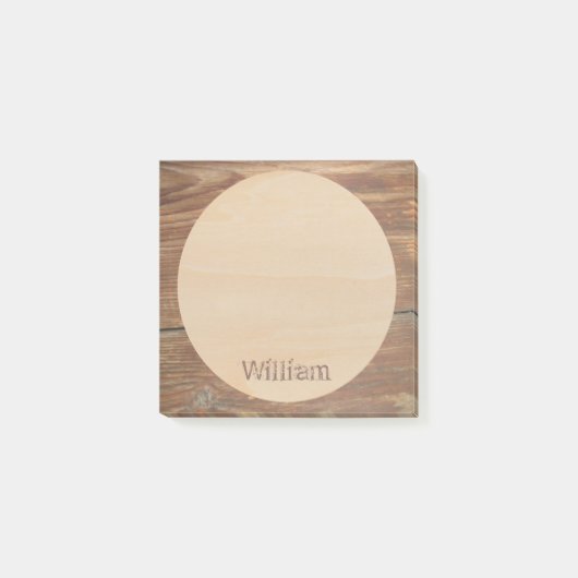 Post-it® Bois Brown rustique Nom personnalisé Cercle rond m (Devant)