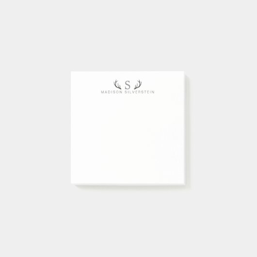 Post-it® Bois de cerf élégants Monogramme Gris (Devant)