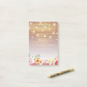 Post-it® Bois rustique Élégant Floral Chic String Lumières (Sur un bureau)