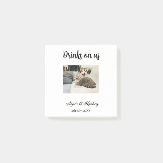 Post-it® Boissons offertes bar ouvert photo de mariage coup (Devant)