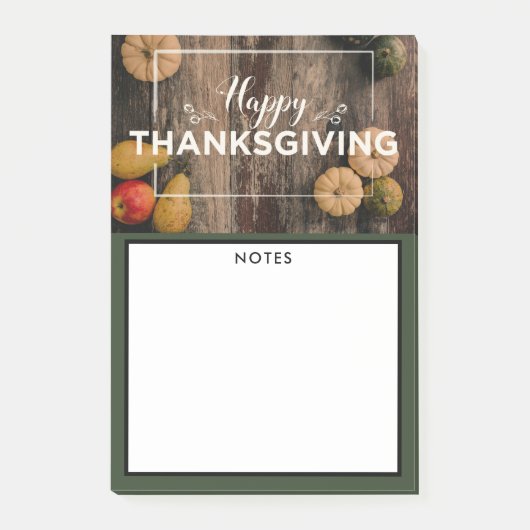Post-it® Bon thanksgiving Gourds sur bois rustique (Devant)