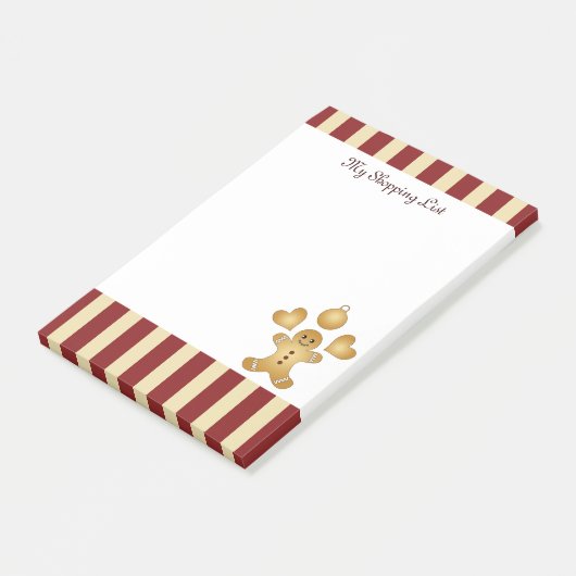 Post-it® Bonhomme en pain d'épice de Noël à rayure rouge (Incliné)