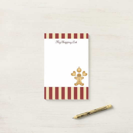 Post-it® Bonhomme en pain d'épice mignon de Noël à rayure r (Sur un bureau)