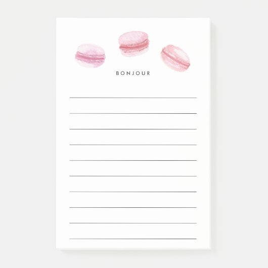 Post-it® Bonjour | Macarons roses (Devant)