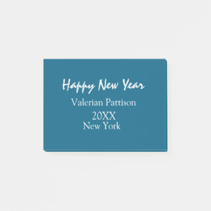 Post-it® Bonne année bleu nom lieu année boho simple 