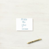 Post-it® Bonne nouvelle année ajouter nom amour bleu simple (Sur un bureau)