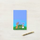 Post-it® Bonne Pâques ! Lapin avec lapin et poussin (Sur un bureau)
