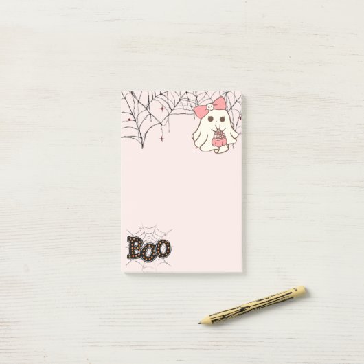 Post-it® Boo-tiful Notes — Sweet & Spooky Ghost Notepad (Sur un bureau)