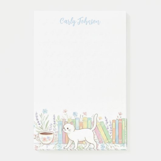 Post-it® Books Cats & Coffee Floral Personalized (Devant)