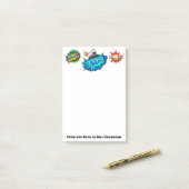 Post-it® Boom comique de bombe de style d'art de bruit ! (Sur un bureau)