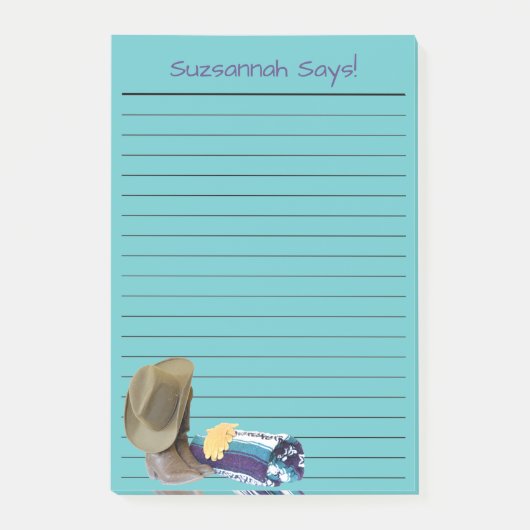 Post-it® Boots de Cowboy rustique Casquette Bleu pourpre Li (Devant)