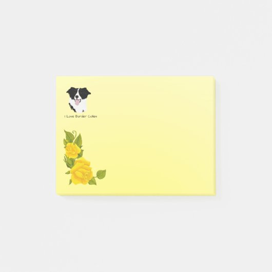 Post-it® Border collie et roses jaunes (Devant)