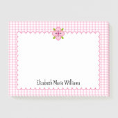 Post-it® Bordure à galets rose En vichy floral personnalisé