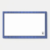 Post-it® Bordure à rayures bleues et noires | Monogramme (Devant)