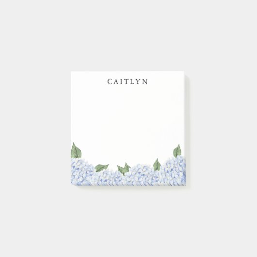 Post-it® Bordure Aquarelle Hydrangea Bleue Personnalisée (Devant)