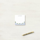 Post-it® Bordure Aquarelle Hydrangea Bleue Personnalisée (Sur un bureau)